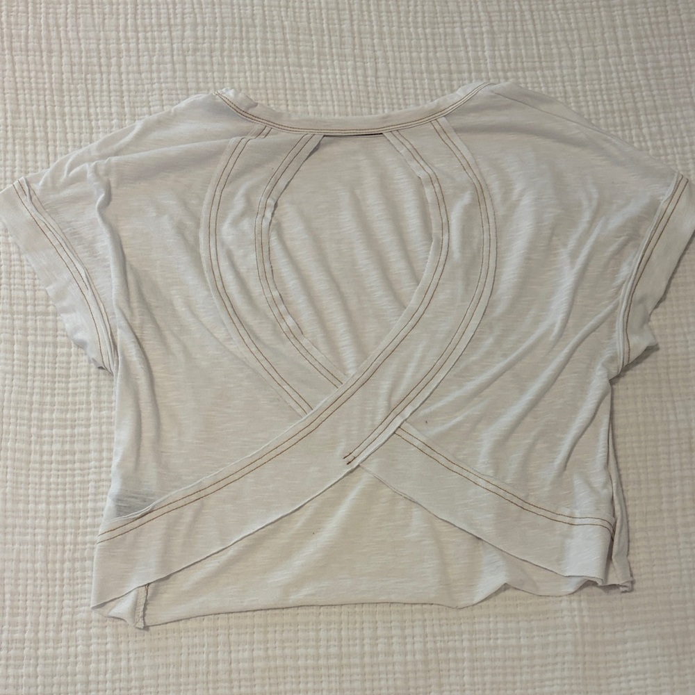 White Back Cutout Pullover Tee